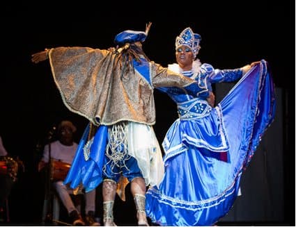 Afro-Cuban dance in traditional blue costumes